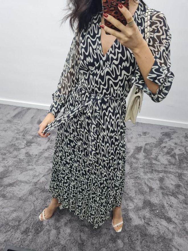 MyBee Lined Chiffon Dress Black Wholesale Clothing Work