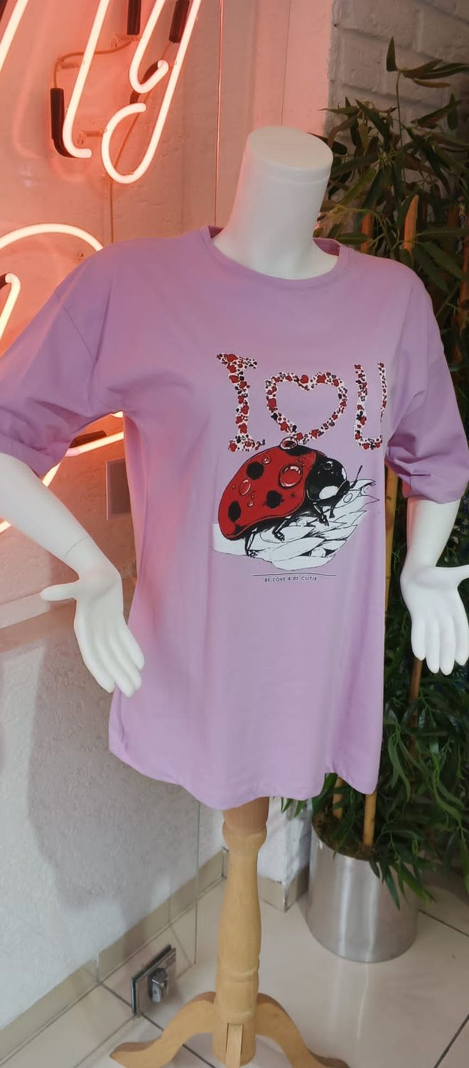 MyBee T Shirt Marienkäfer Flieder Großhandelskleidung Lässig