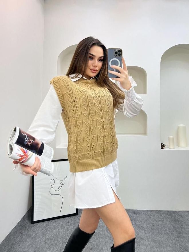 MyBee فستان قميص تريكو كامل ملابس بالجملة 0