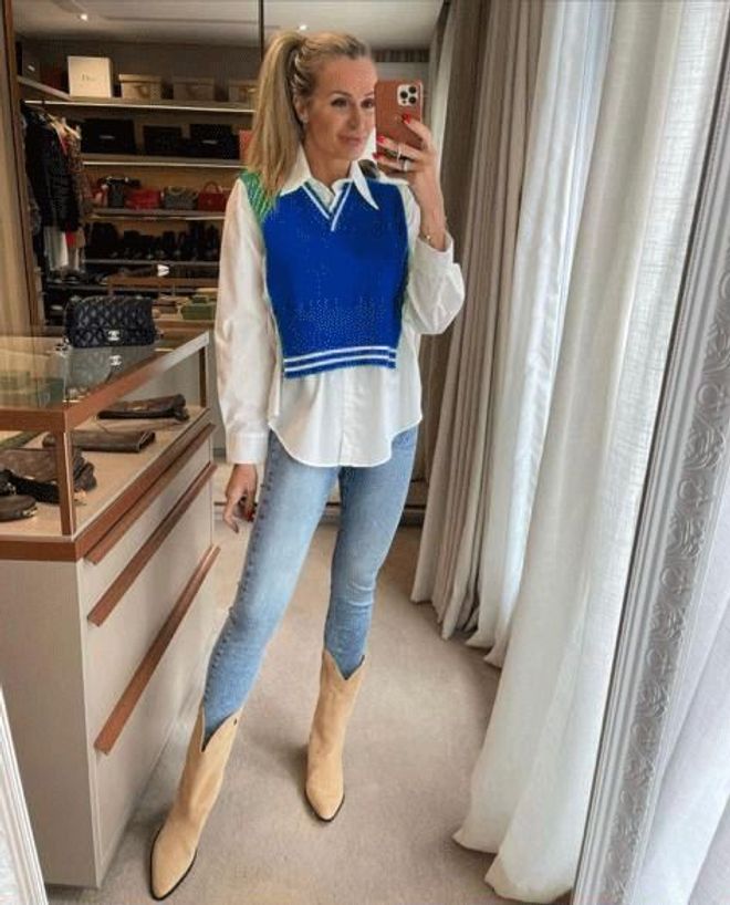 MyBee Trui met gedetailleerd shirt Blauw Groothandel Kleding Casual