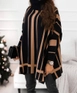 A wholesale clothing model wears myb10388-knitwear-poncho-sweater-black, Turkish wholesale  of 