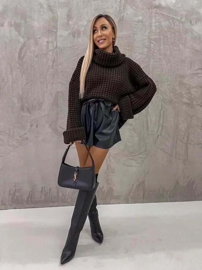 MyBee سترة تريكو أسود ملابس بالجملة صوف