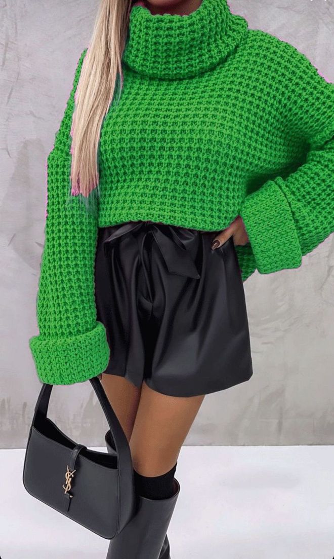 MyBee سترة تريكو أخضر ملابس بالجملة غير رسمي