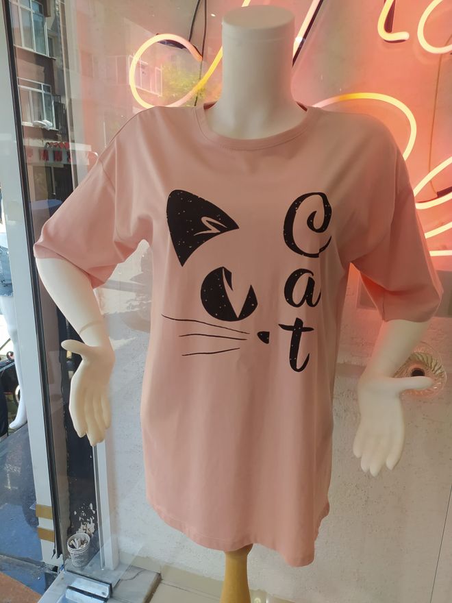 MyBee Camiseta Gato Salmón Ropa al por mayor Casual