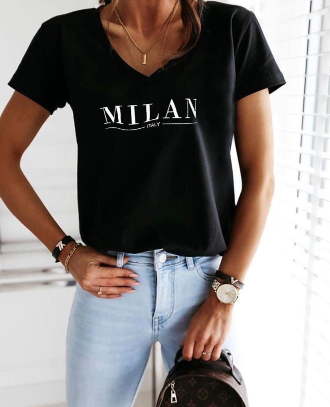 MyBee T Shirt Milan Black Wholesale Clothing Casual