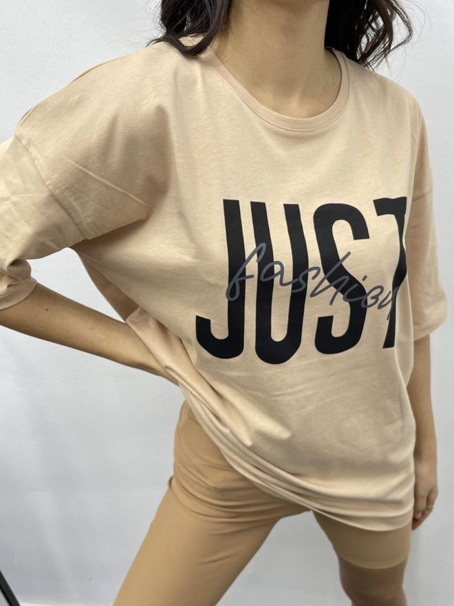MyBee T shirt Just Beige Groothandel Kleding Katoen