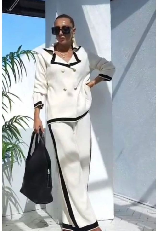 MyBee Πλεκτό Κοστούμι Εκρού Χονδρικό εμπόριο ενδυμάτων Casual