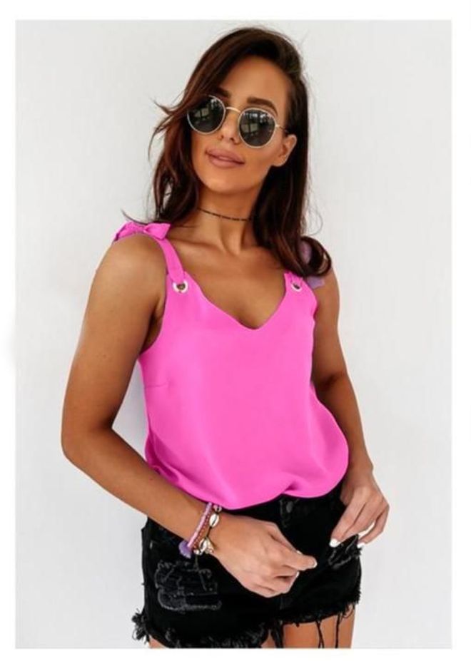 MyBee Crepe Blouse Pink Wholesale Clothing Casual