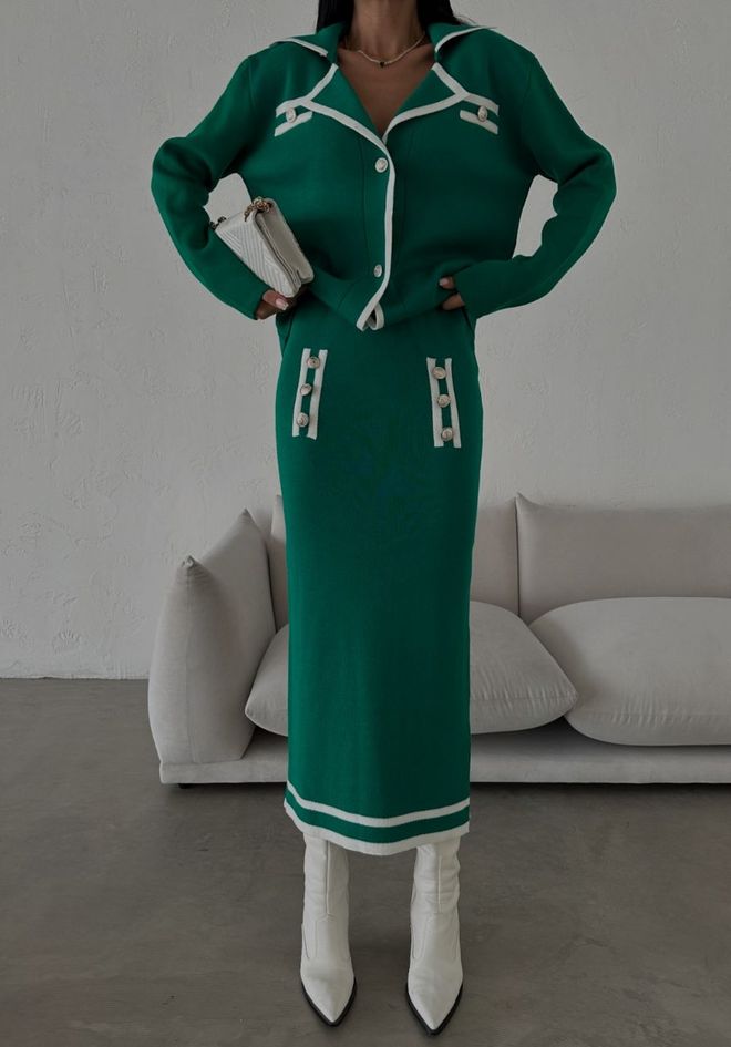 MyBee Πλεκτό Κοστούμι Πράσινο Χονδρικό εμπόριο ενδυμάτων Casual