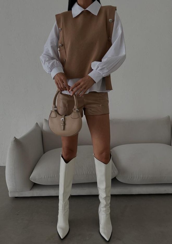 MyBee Chemise Détaillée En Tricot Camel Vêtements en gros Formel