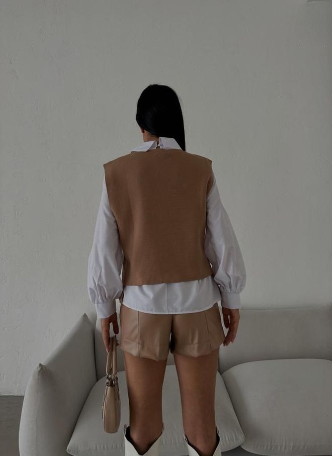 MyBee Knitwear Detailed Shirt Camel Wholesale Clothing Cotton