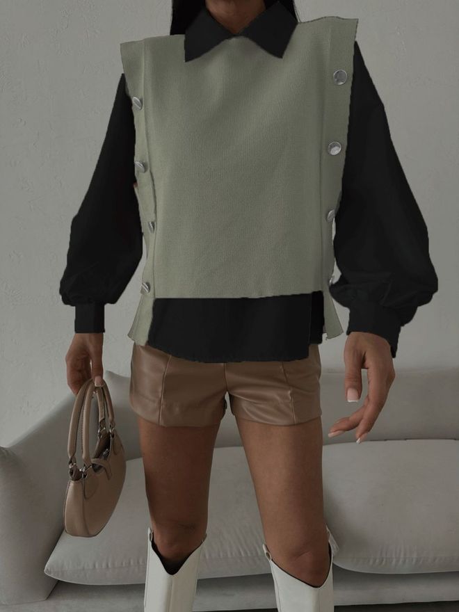 MyBee Chemise Détaillée En Tricot Pierre Vêtements en gros Formel