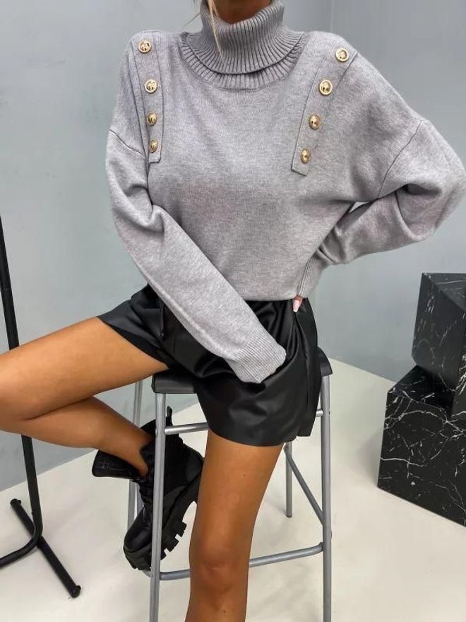 MyBee Trikotažo Žvejo Megztinis Pilkas Didmeninė prekyba drabužiais Kokteilinė