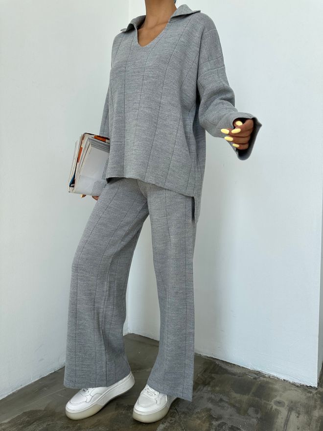 MyBee Traje De Punto Gris Ropa al por mayor Lana