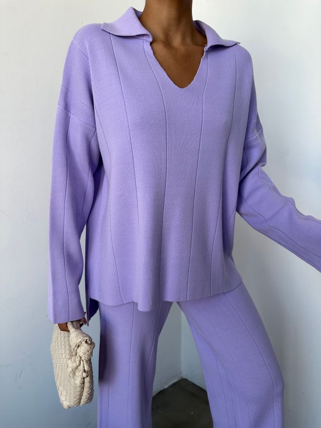 MyBee Traje De Punto Lila Ropa al por mayor Casual