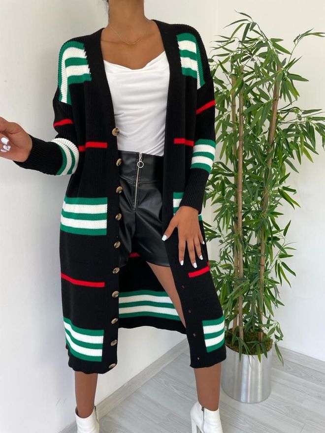 MyBee Knitwear Cardigan Black Wholesale Clothing Casual