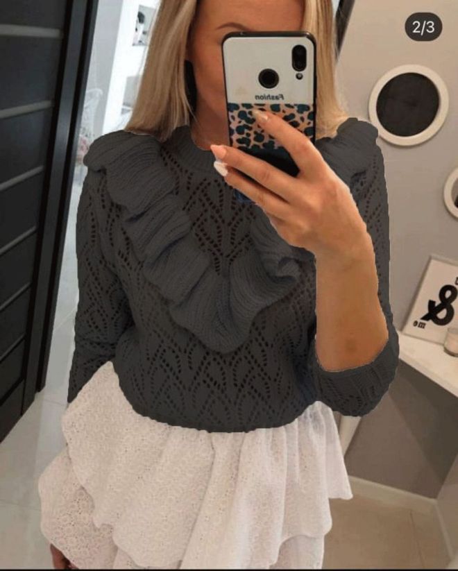 MyBee Ruffle Detail Sweater Wholesale Clothing 0