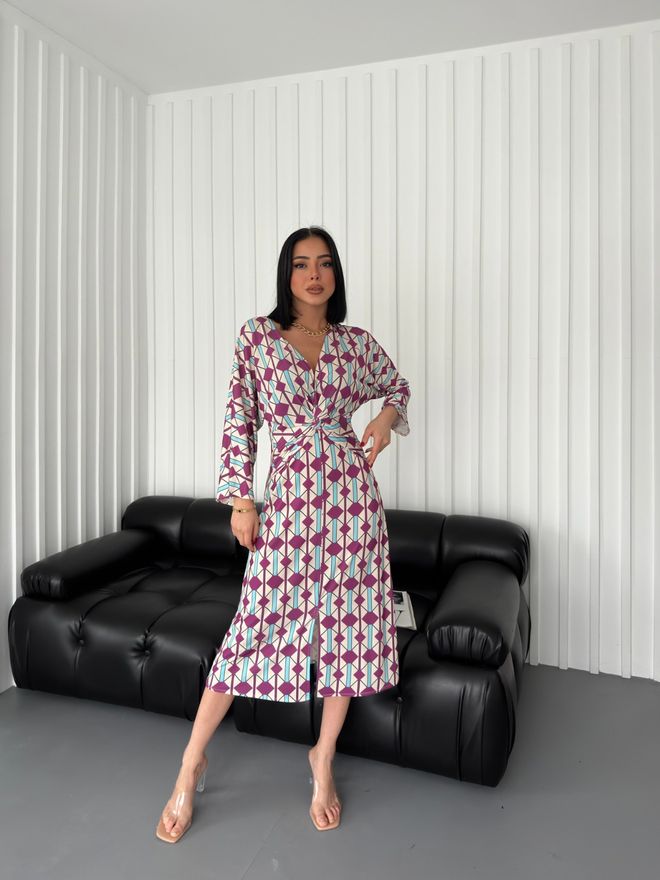 MyBee Vestido Con Detalle Cruzado Púrpura Ropa al por mayor Casual