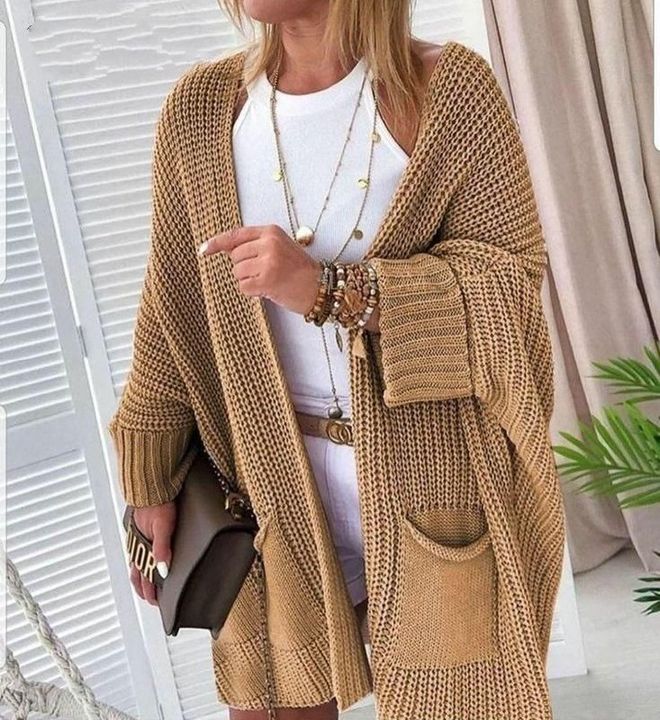 MyBee Knitwear Cardigan Camel Wholesale Clothing Casual
