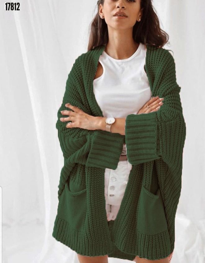 MyBee Knitwear Cardigan Green Wholesale Clothing Casual