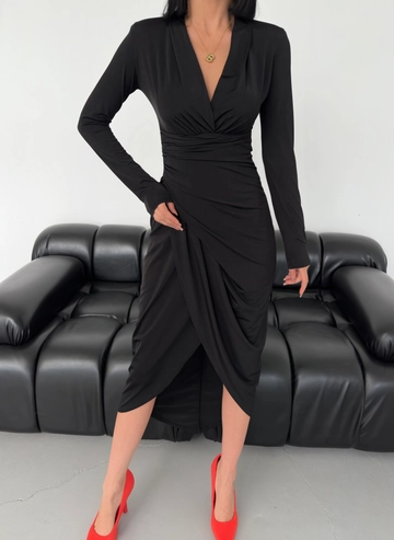 A wholesale clothing model wears  Sandy Evening Dress - Black
, Turkish wholesale Dress of MyBee