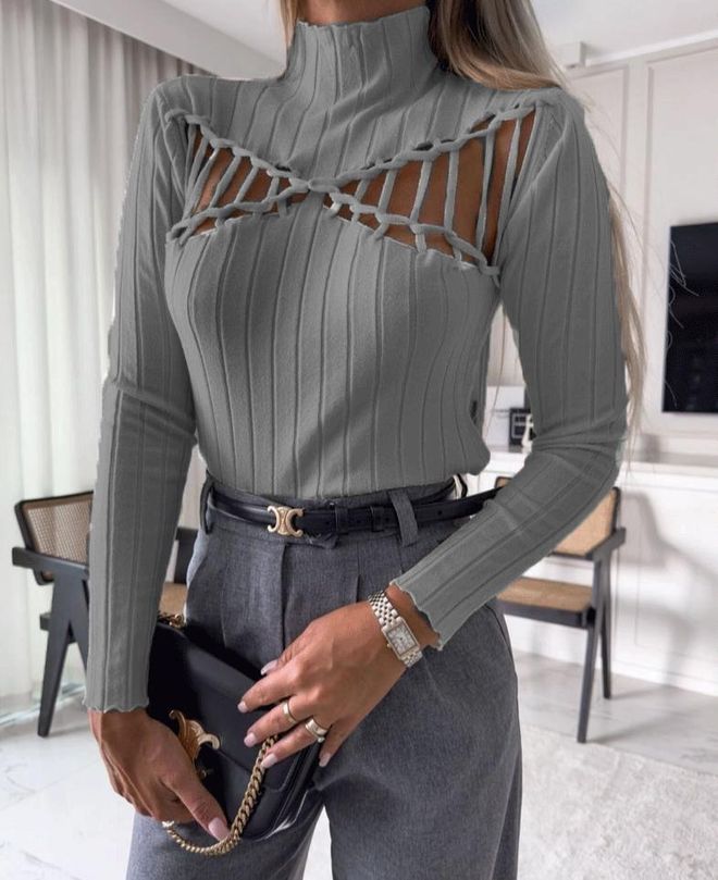 MyBee Britli Knitwear Sweater Gray Wholesale Clothing Casual