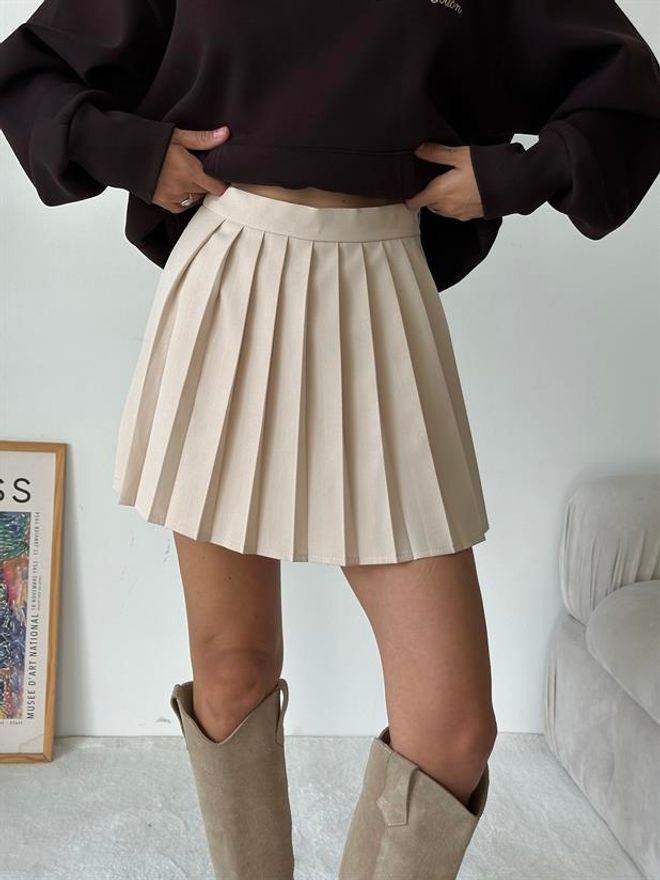 MyDükkan Pleated Shorts Skirt Stone Wholesale Clothing Fall