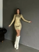 A wholesale clothing model wears myd10001-gilded-knitwear-dress, Turkish wholesale  of 