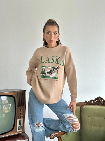 Een kledingmodel uit de groothandel draagt  Alaska-zweet
, Turkse groothandel Sweatshirt van MyDükkan