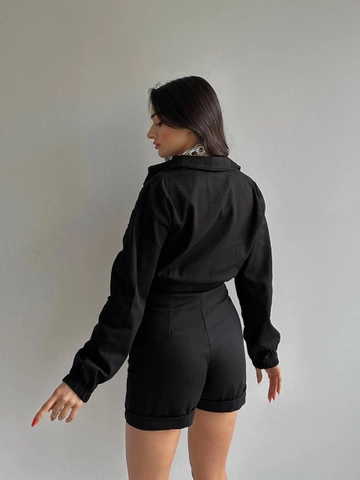 Wholesale black leather jumpsuit Trendy One-Piece Suits, Rompers –