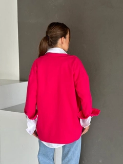 A wholesale clothing model wears myd10096-pocket-stamped-shirt, Turkish wholesale Shirt of MyDükkan