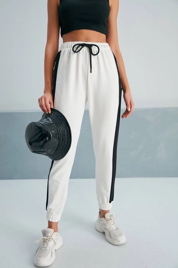 Een kledingmodel uit de groothandel draagt  Joggingbroek Met Ritssluiting
, Turkse groothandel Joggingbroek van My Fashion