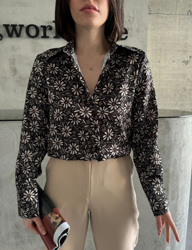 My Fashion Dark Daisy Pattern Shirt Wholesale Clothing Casual