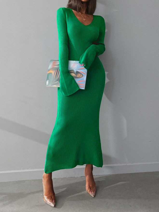 My Fashion Slit Knitwear Dress Wholesale Clothing Casual