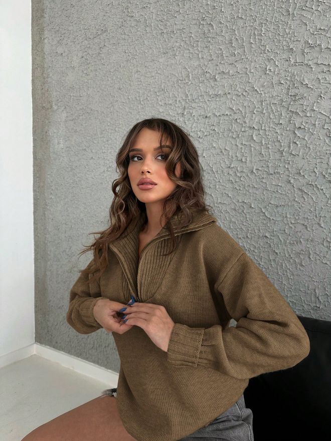 My Fashion Свитер С Воротником молнией Оптовая продажа одежды Повседневный