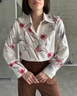 A wholesale clothing model wears myf10536-rose-pattern-shirt, Turkish wholesale  of 
