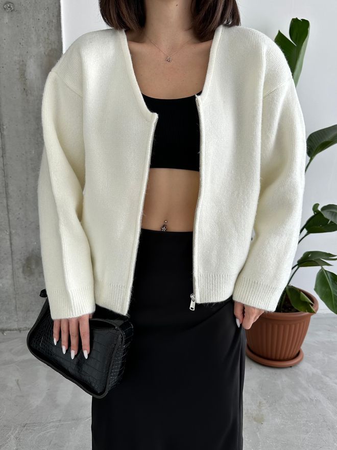 My Fashion Zippered Raised Cardigan Wholesale Clothing Casual
