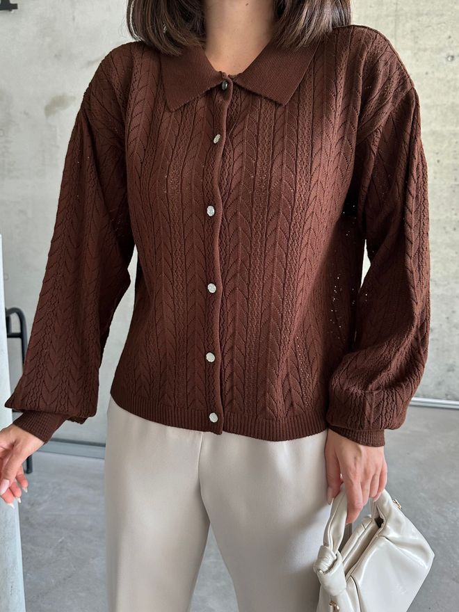 My Fashion Arrow Pattern Buttoned Cardigan Wholesale Clothing Formal