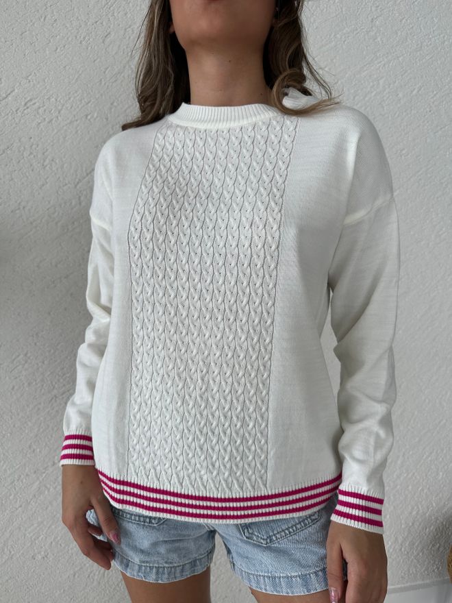 My Fashion Pull Tressé Rayé Vêtements en gros Anniversaire