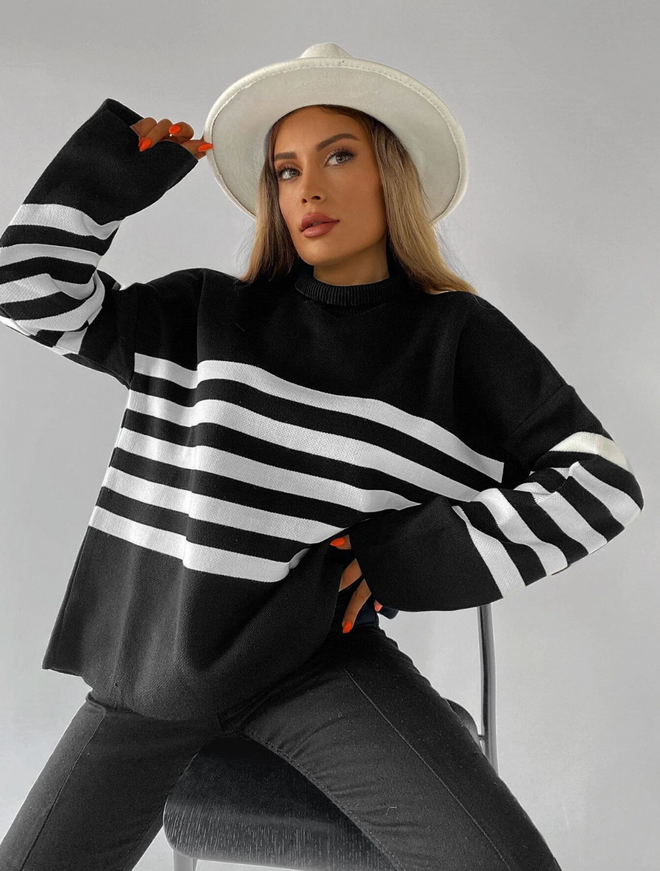 My Fashion سترة بيكيه مخططة ملابس بالجملة غير رسمي
