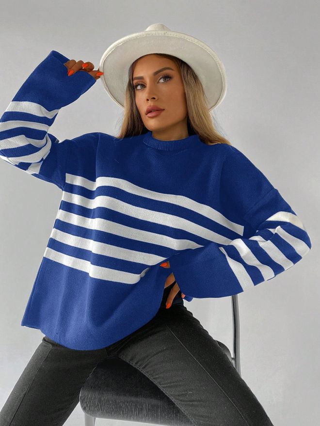 My Fashion Pique Striped Sweater Wholesale Clothing Casual
