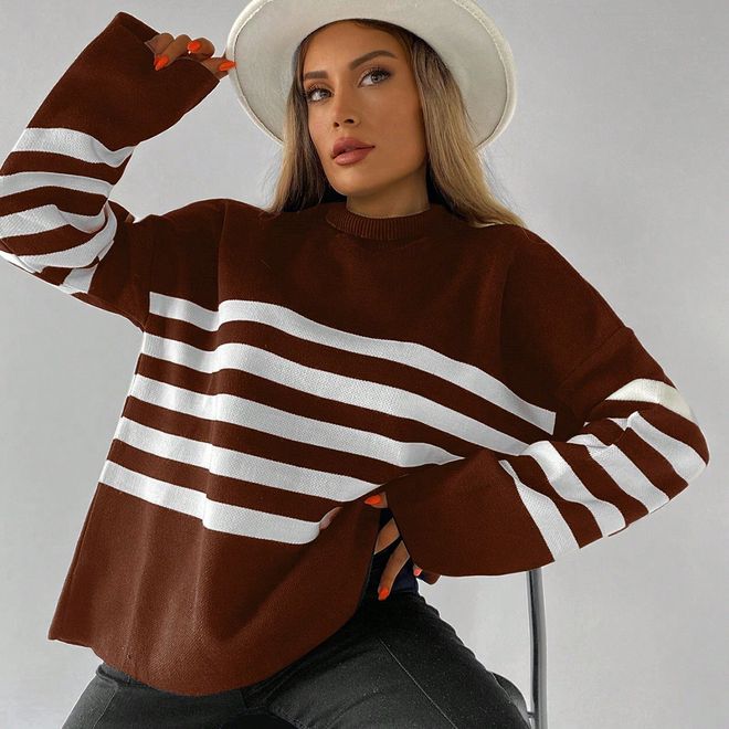 My Fashion Striped Pique Sweater Wholesale Clothing Casual