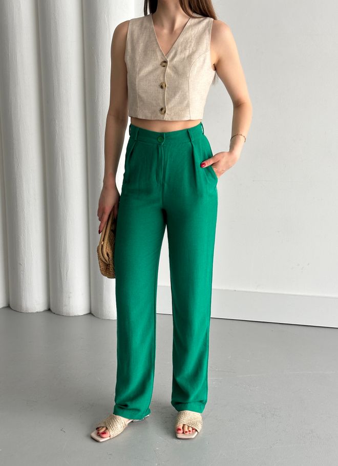 My Fashion Lniane Spodnie Agl Z Zamkiem Błyskawicznym Hurtowa sprzedaż odzieży Casual