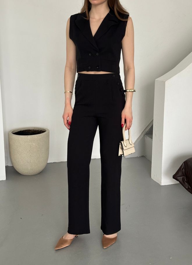 My Fashion V Yaka Yelekli Takım Toptan Giyim Resmi