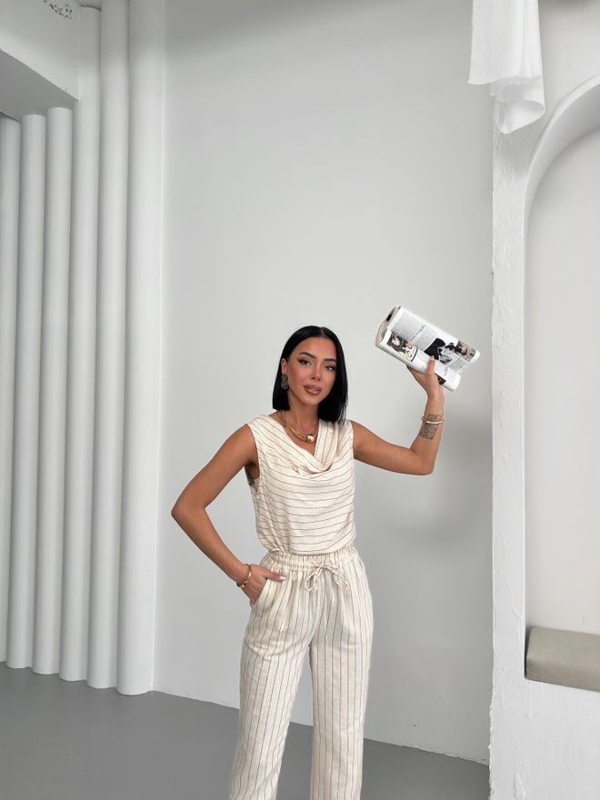 My Fashion Črtasta Obleka Z Ovratnikom Oblačila na debelo 0