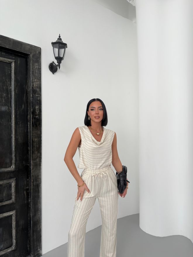 My Fashion Dryžuotas Skaros Apykaklės Kostiumas Didmeninė prekyba drabužiais 0