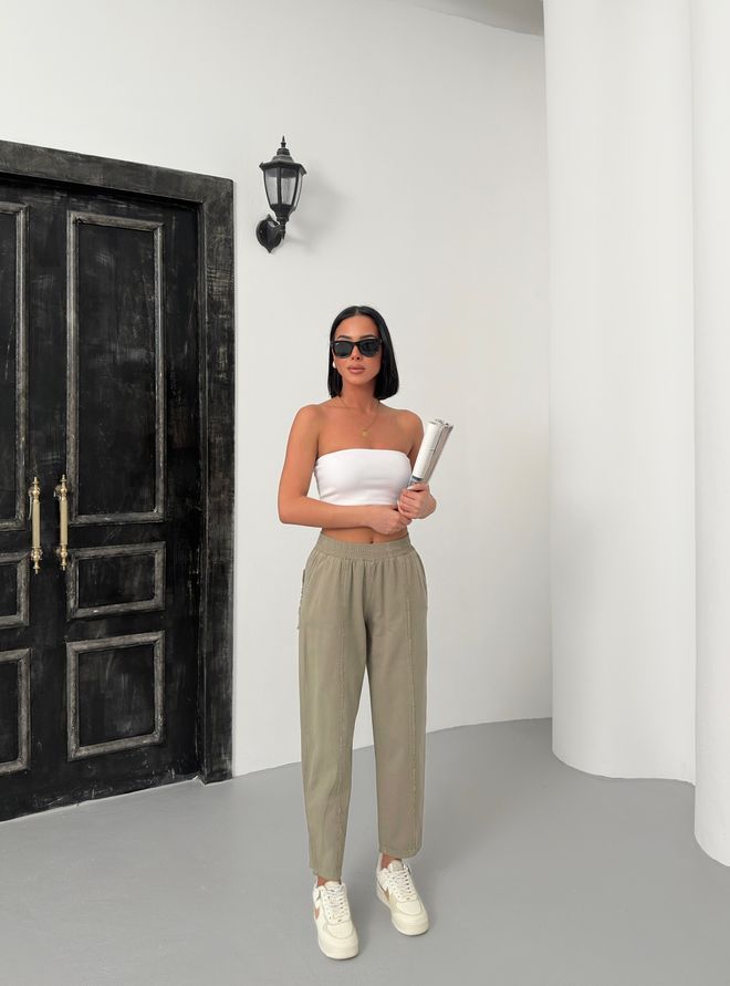 My Fashion Pantaloni In Gabardine A Righe Abbigliamento all'ingrosso Casuale