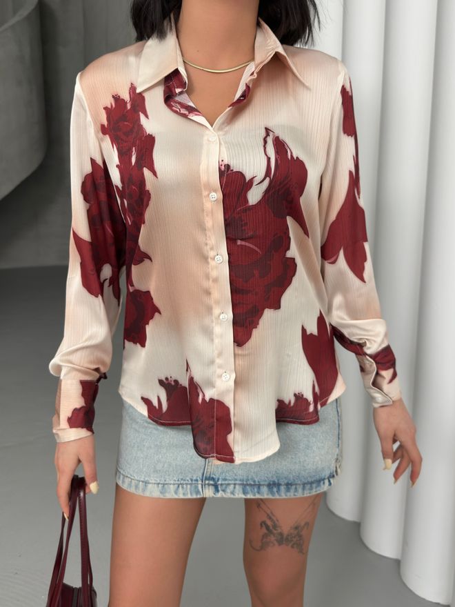 My Fashion Camicia Con Motivo A Rose E Boccioli Abbigliamento all'ingrosso Elegante
