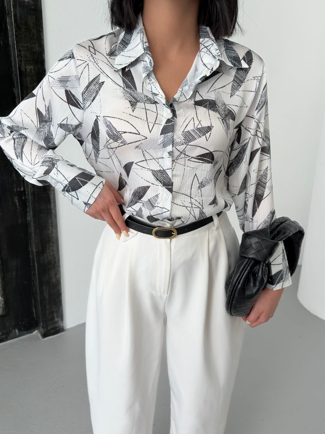 My Fashion Hemd Mit Bambusblattmuster Großhandelskleidung Lässig
