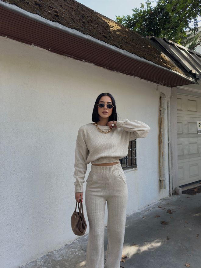My Fashion Beige Lässig Streetwear Anzug Großhandelskleidung Modest